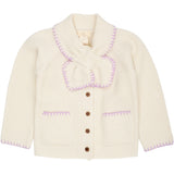 COPENHAGEN COLORS Cream/Lavender Comb Lambswool Cardigan W. Krage