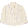COPENHAGEN COLORS Cream/Lavender Comb Lambswool Cardigan W. Krage