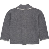COPENHAGEN COLORS Dk Grey/Cream Comb. Lambswool Cardigan W. Krage