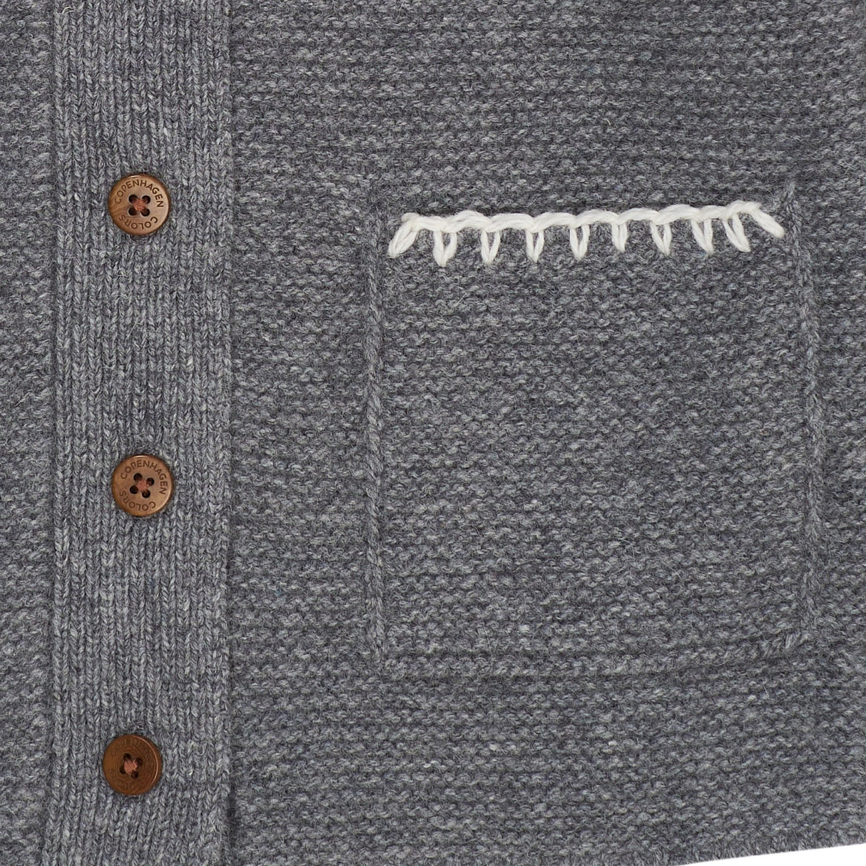 COPENHAGEN COLORS Dk Grey/Cream Comb. Lambswool Cardigan W. Krage
