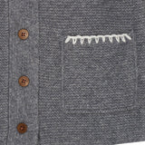 COPENHAGEN COLORS Dk Grey/Cream Comb. Lambswool Cardigan W. Krage