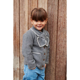 COPENHAGEN COLORS Dk Grey/Cream Comb. Lambswool Cardigan W. Krage