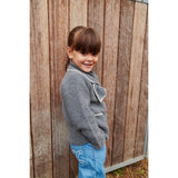 COPENHAGEN COLORS Dk Grey/Cream Comb. Lambswool Cardigan W. Krage