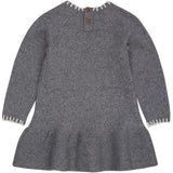 COPENHAGEN COLORS Dk Grey/Cream Comb. Lambswool Klänning W. Rosett
