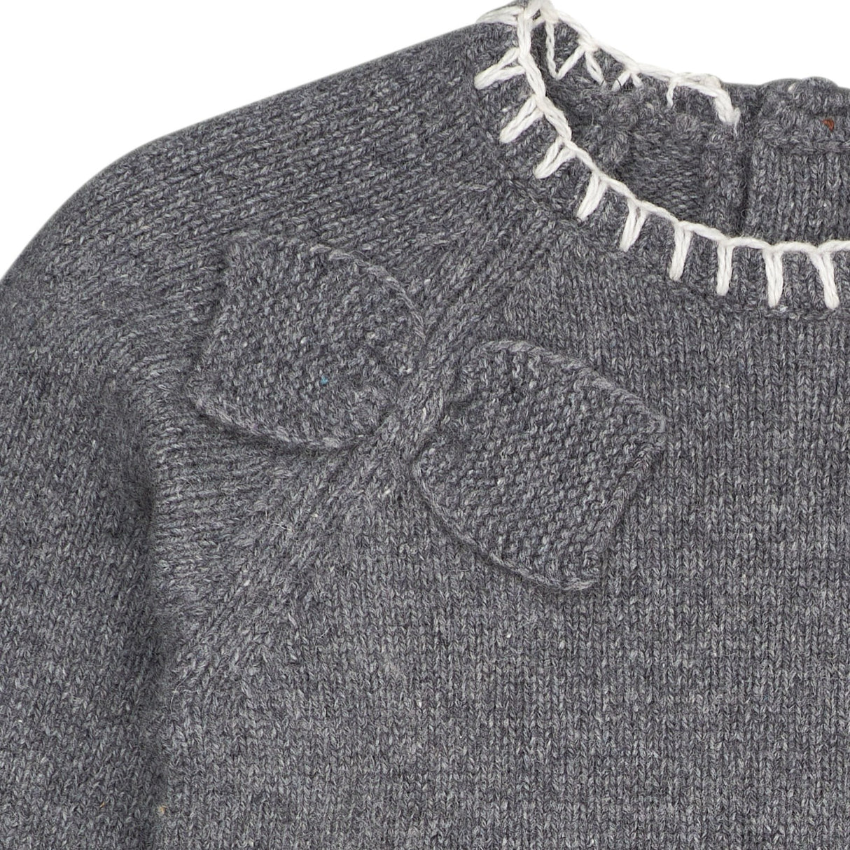 COPENHAGEN COLORS Dk Grey/Cream Comb. Lambswool Klänning W. Rosett