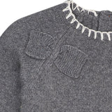 COPENHAGEN COLORS Dk Grey/Cream Comb. Lambswool Klänning W. Rosett