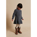 COPENHAGEN COLORS Dk Grey/Cream Comb. Lambswool Klänning W. Rosett