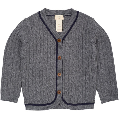 COPENHAGEN COLORS Dk Grey/Navy Comb. Lambswool Grandad Cardigan