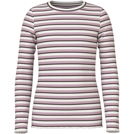 Name It Cloud Dancer Seal Brown + Keepsake Lilac Nkfvemma Glitter Ls Slim Topp