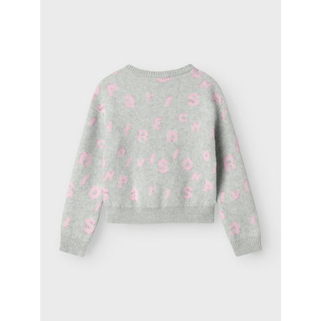 Name It Light Grey Melange Nmfoline Ls Stickad Bf