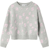 Name It Light Grey Melange Nmfoline Ls Stickad Bf