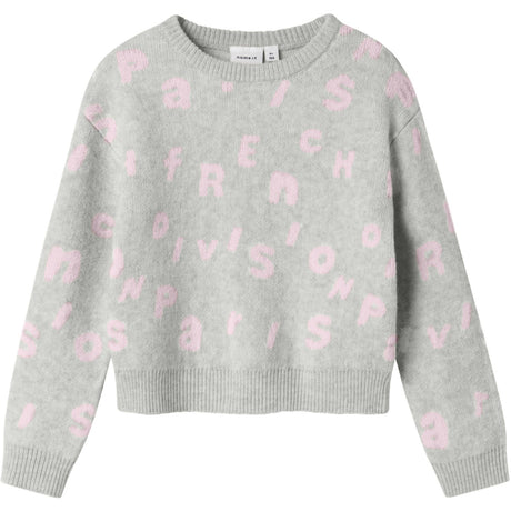 Name It Light Grey Melange Nmfoline Ls Stickad Bf