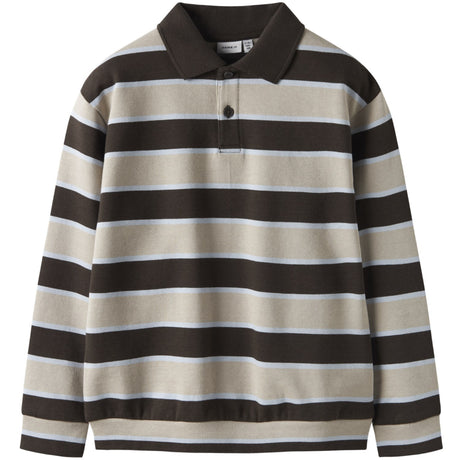 Name It Delicioso Island Fossil + Kentucky Blue Nkmromeo Ls Nreg Sweat Pikétröja Bru