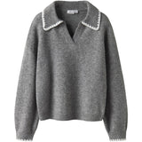 Name It Grey Melange Nkfrikasa Ls Stickad Pikétröja