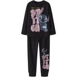 Name It Black Nkfolina Stitch Ls Nattkläder Wdi