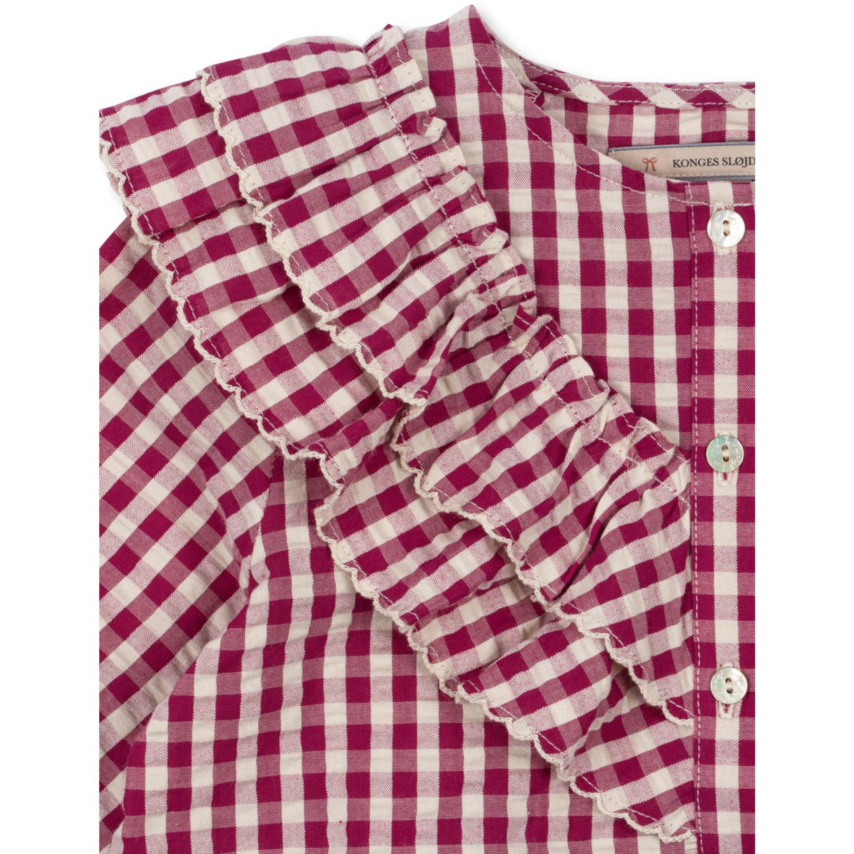 Konges Sløjd Sangria/Butter Check Kim Frill Blus GOTS