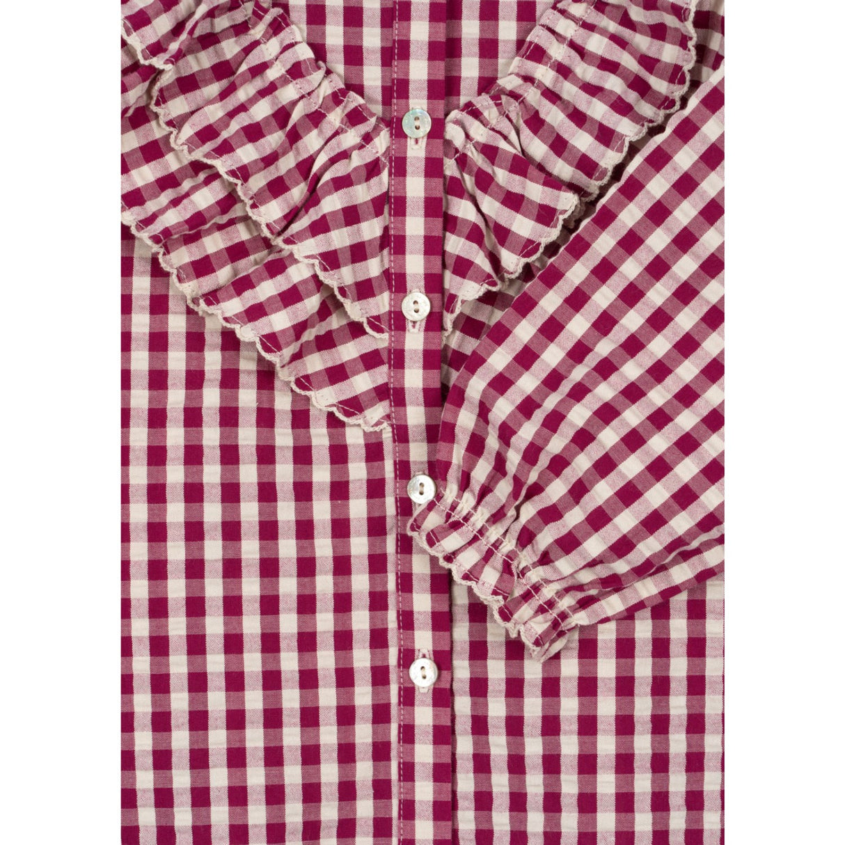 Konges Sløjd Sangria/Butter Check Kim Frill Blus GOTS