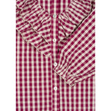 Konges Sløjd Sangria/Butter Check Kim Frill Blus GOTS