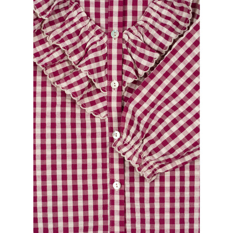 Konges Sløjd Sangria/Butter Check Kim Frill Blus GOTS