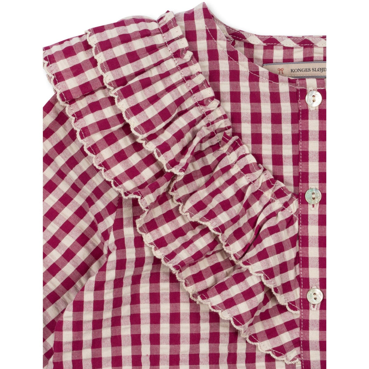 Konges Sløjd Sangria/Butter Check Kim Frill Blus GOTS