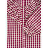 Konges Sløjd Sangria/Butter Check Kim Frill Blus GOTS