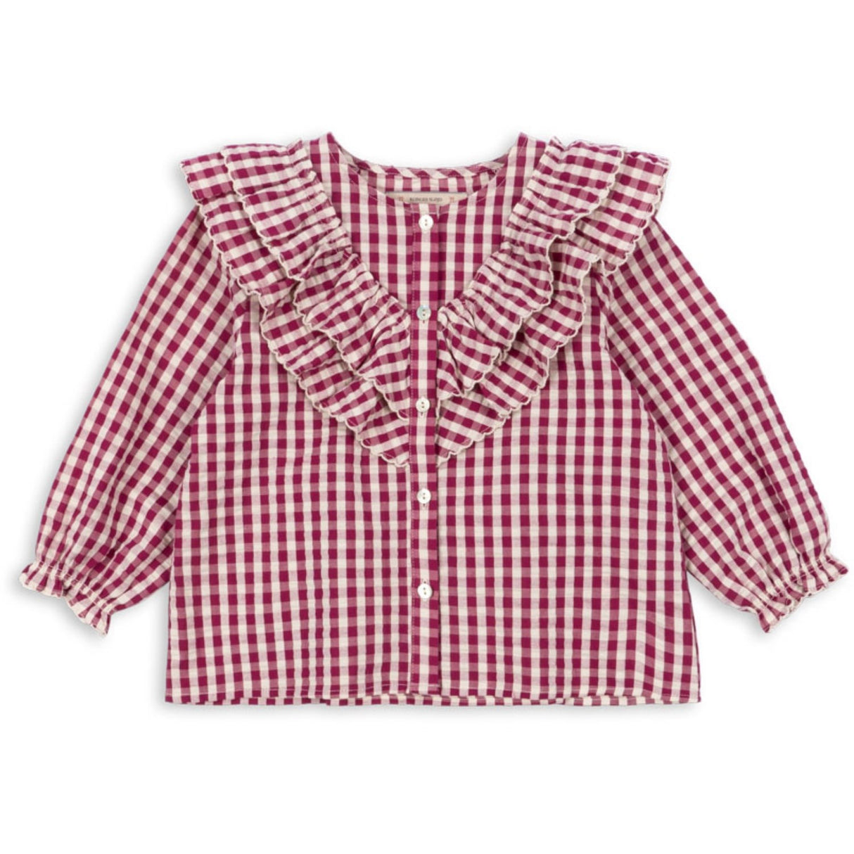 Konges Sløjd Sangria/Butter Check Kim Frill Blus GOTS