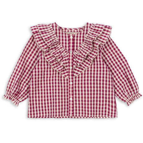 Konges Sløjd Sangria/Butter Check Kim Frill Blus GOTS