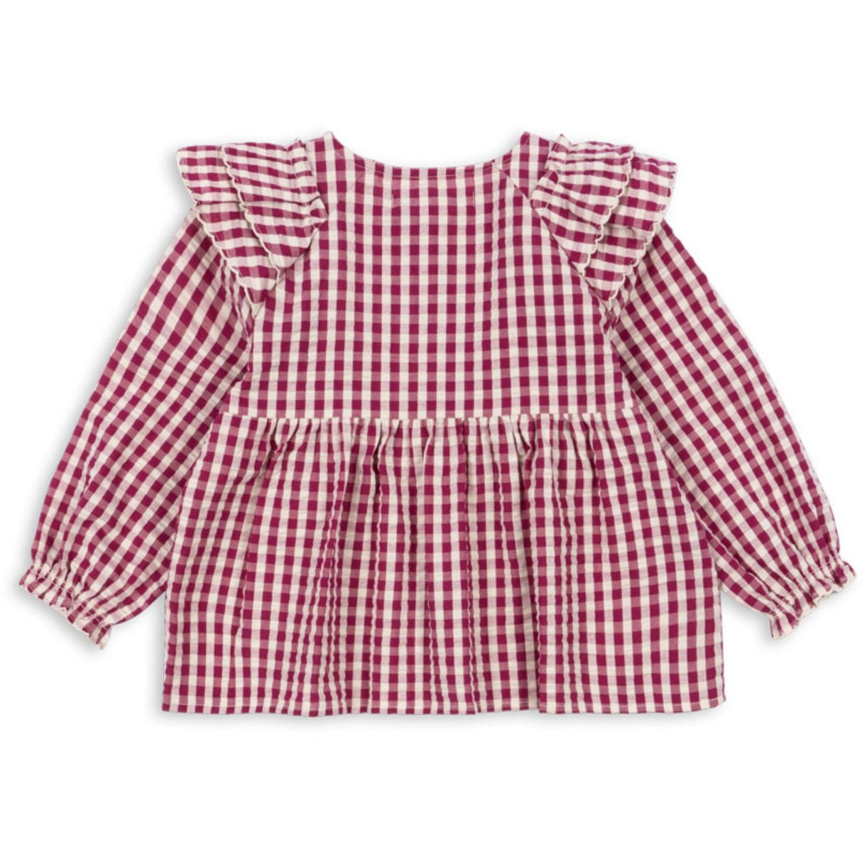 Konges Sløjd Sangria/Butter Check Kim Frill Blus GOTS