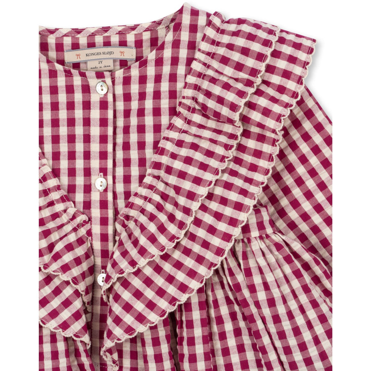 Konges Sløjd Sangria/Butter Check Kim Klänning GOTS