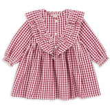 Konges Sløjd Sangria/Butter Check Kim Klänning GOTS