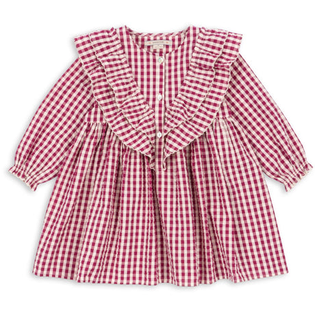 Konges Sløjd Sangria/Butter Check Kim Klänning GOTS