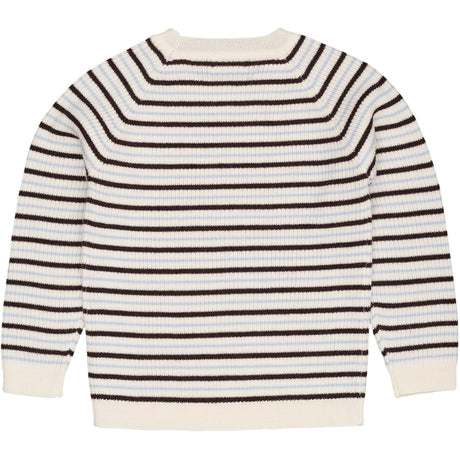 COPENHAGEN COLORS Cream/Dk.Brown/Dusty Blue Combi Merino Classic Rib Blus
