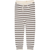 COPENHAGEN COLORS Cream/Dk.Brown/Dusty Blue Combi Merino Classic Rib Leggings W. Drawstrings