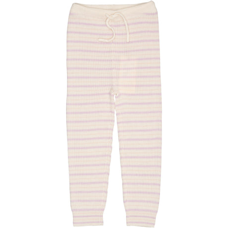 COPENHAGEN COLORS Cream/Lavender/Dusty Rose Combi Merino Classic Rib Leggings W. Drawstrings
