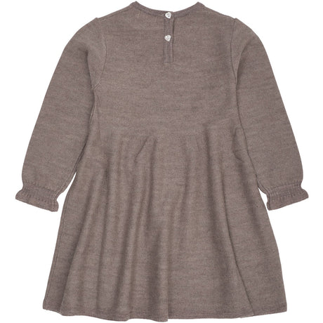 COPENHAGEN COLORS Natural Mel. W. Dusty Blue Heart Merino Ls Cable Klänning W. Hearts