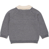 COPENHAGEN COLORS Cream/Navy Stripe Merino Striped Blus W. Krage