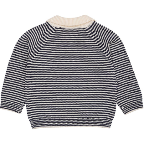 COPENHAGEN COLORS Cream/Navy Stripe Merino Striped Blus W. Krage