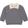 COPENHAGEN COLORS Cream/Navy Stripe Merino Striped Blus W. Krage