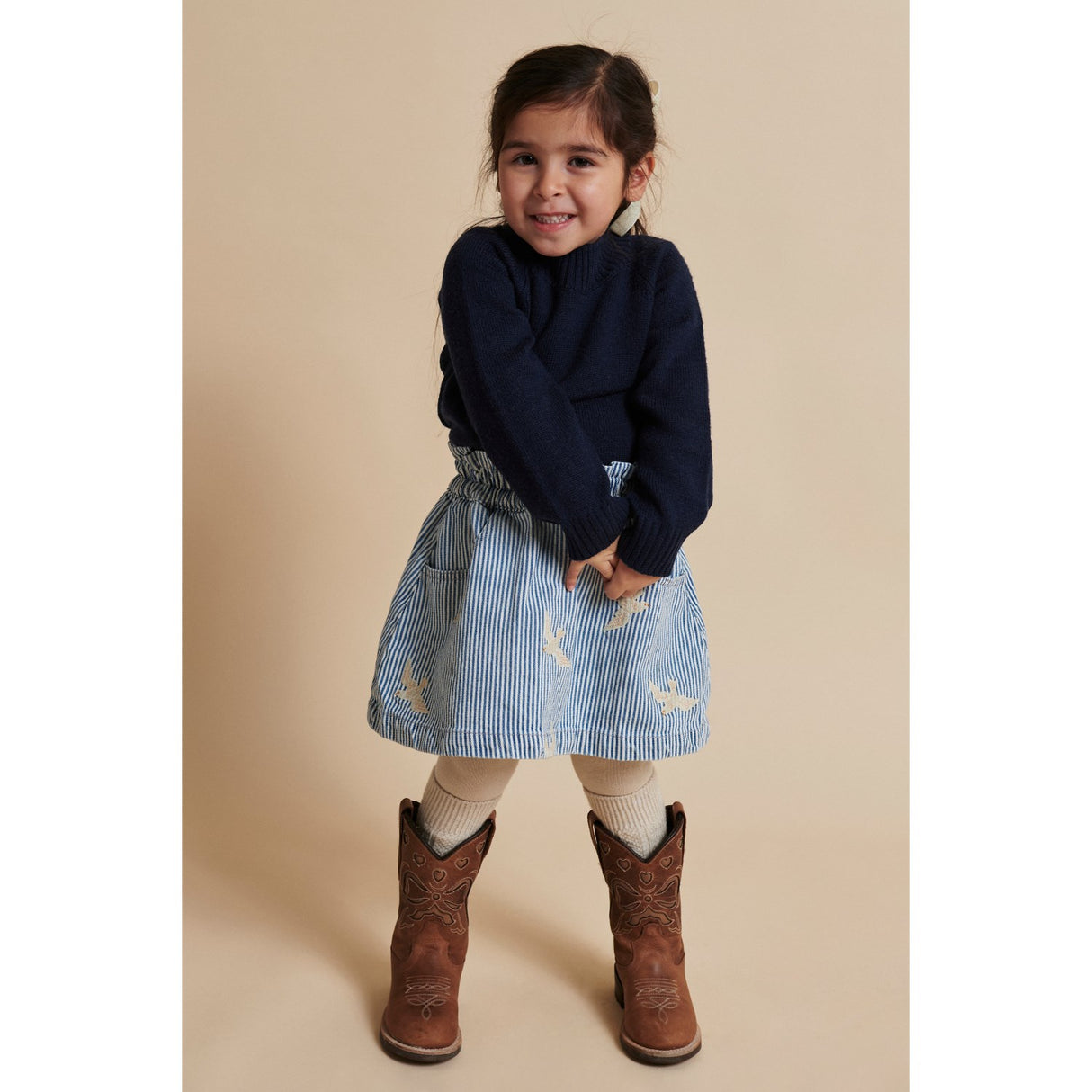 COPENHAGEN COLORS Navy Pull Över W Sköldpadda Neck