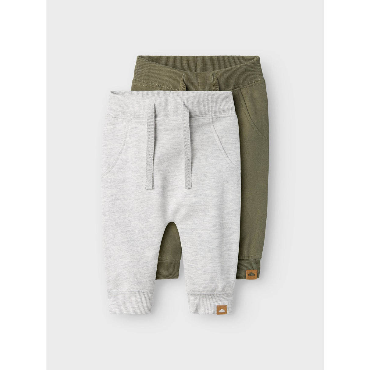 Name It Light Grey Melange Deep Lichten Green Nbntakki 2P Sweat Byxor Noos