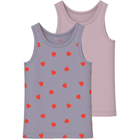 Name It Lavender Gray Nmftank Topp 2P Lavender Hearts Noos