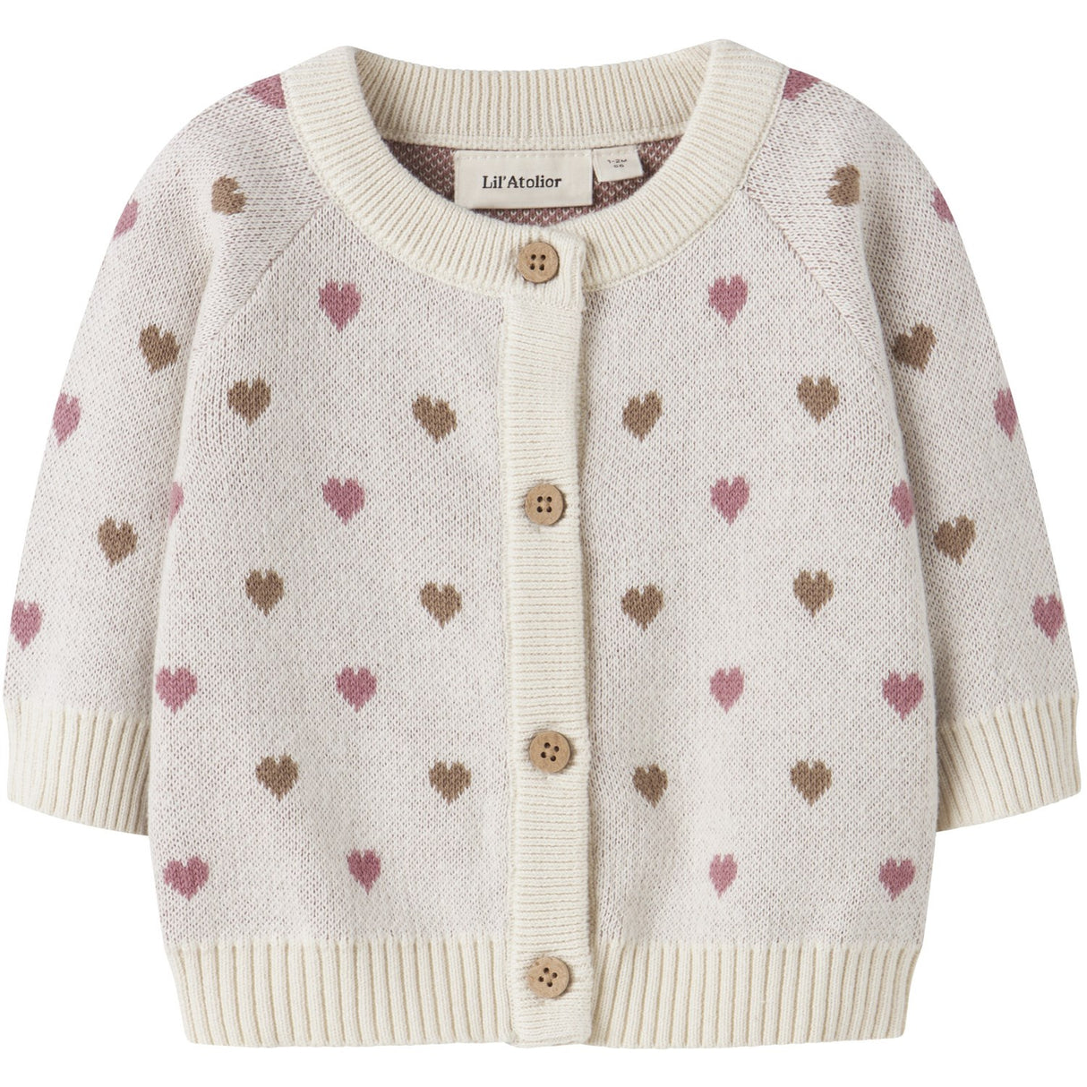 Lil'Atelier Turtledove Sepia Tint Nbfsaran Ls Stickad Card Heart Lil