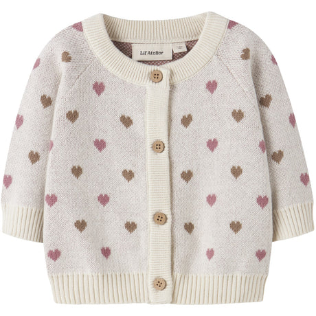 Lil'Atelier Turtledove Sepia Tint Nbfsaran Ls Stickad Card Heart Lil