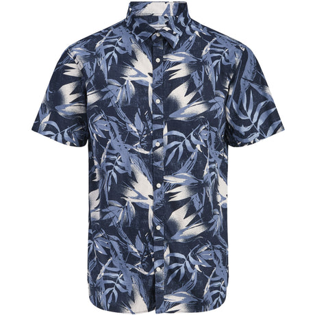 Jack & Jones Junior Navy Blazer Jjhonolulu Aop Skjorta Ss Jnr
