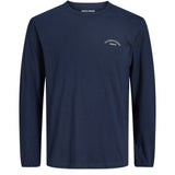 Jack & Jones Junior Navy Blazer Jjcollege Logo Tee Ls Crew Neck Jnr