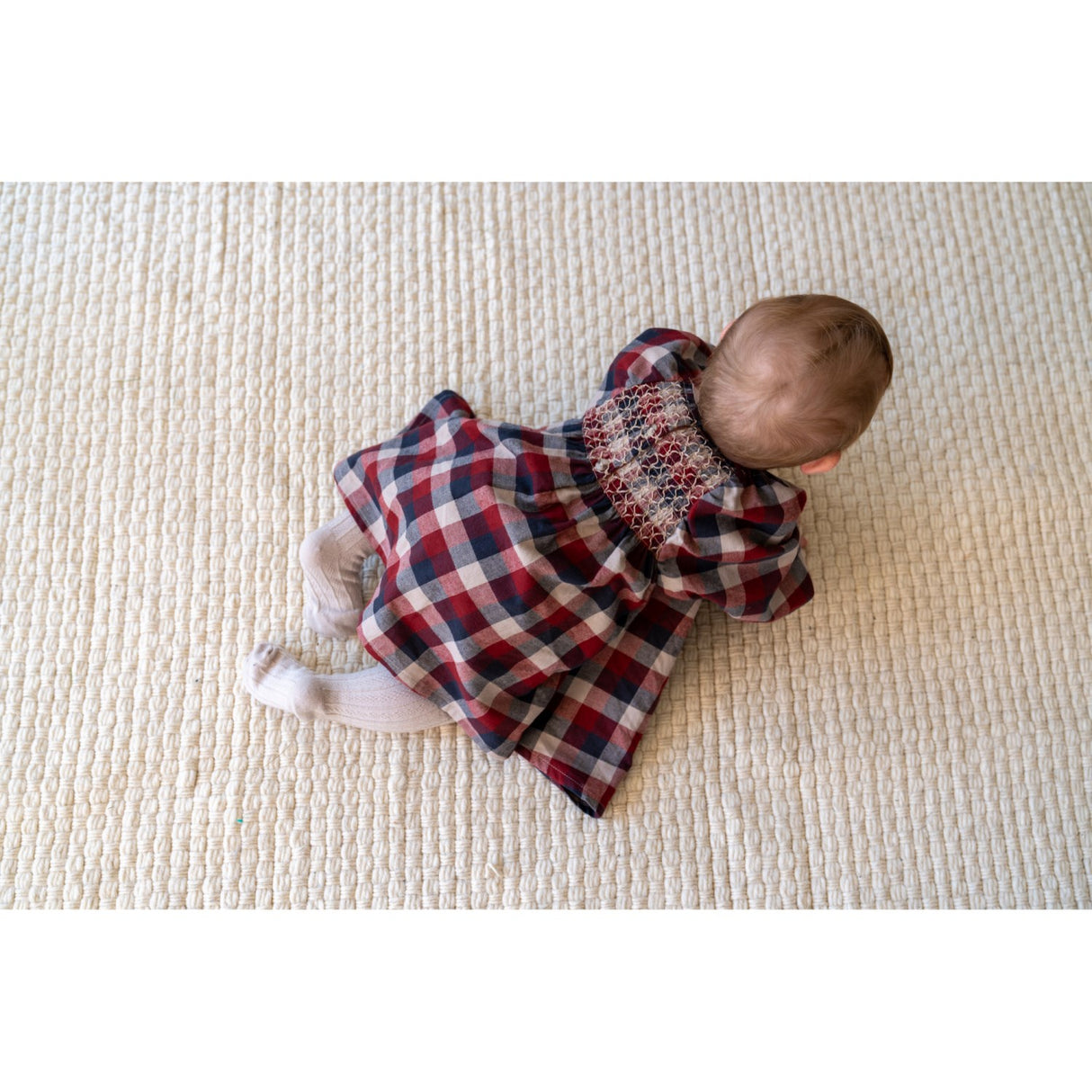 Wheat Red Blue Check Klänning L/S Lace Bella