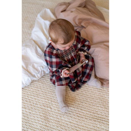 Wheat Red Blue Check Klänning L/S Lace Bella