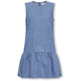 kids ONLY Medium Blue Denim Stripes Kogyasmin S/L Klänning Dnm Gua