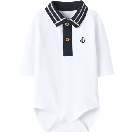 Name It Bright White Anchor Nbmflip Ls Pikétröja Body