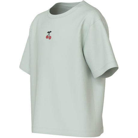 Name It Pale Aqua Cherry Embroidery Nkfvictoria Ss Nreg Topp